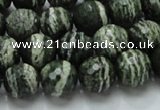 CSJ66 15.5 inches 12mm faceted round green silver line jasper beads