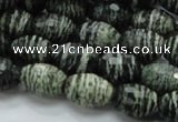 CSJ73 15.5 inches 11*16mm faceted rice green silver line jasper beads