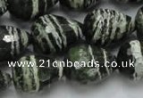CSJ77 15.5 inches 15*20mm faceted teardrop green silver line jasper beads