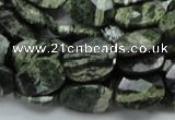 CSJ78 15.5 inches 12*16mm faceted oval green silver line jasper beads