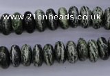 CSJ89 15.5 inches 6*12mm rondelle green silver line jasper beads