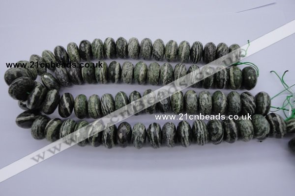 CSJ93 15.5 inches 10*20mm faceted rondelle green silver line jasper beads