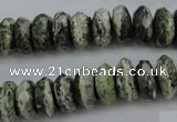 CSJ96 15.5 inches 6*12mm faceted rondelle green silver line jasper beads