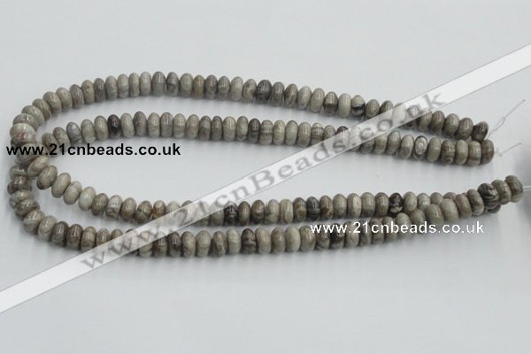 CSL02 15.5 inches 5*10mm rondelle silver leaf jasper beads wholesale