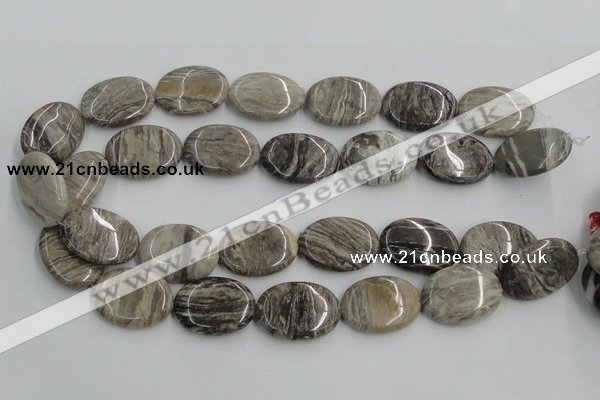 CSL06 15.5 inches 22*30mm oval silver leaf jasper beads wholesale