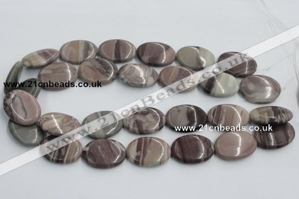 CSL07 15.5 inches 20*30mm oval silver leaf jasper beads wholesale