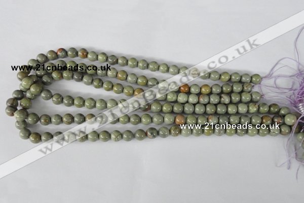 CSL102 15.5 inches 8mm round silver leaf jasper beads wholesale