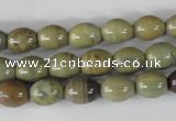 CSL103 15.5 inches 8*10mm rice silver leaf jasper beads wholesale