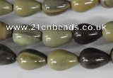 CSL104 15.5 inches 10*14mm teardrop silver leaf jasper beads wholesale