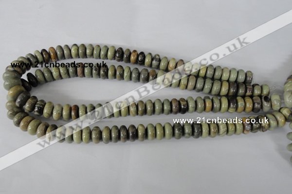 CSL109 15.5 inches 6*12mm rondelle silver leaf jasper beads wholesale