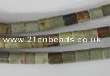 CSL111 15.5 inches 6*6mm column silver leaf jasper beads wholesale