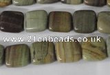 CSL118 15.5 inches 12*12mm square silver leaf jasper beads wholesale