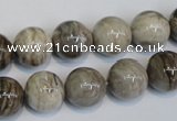 CSL12 15.5 inches 12mm round silver leaf jasper beads wholesale