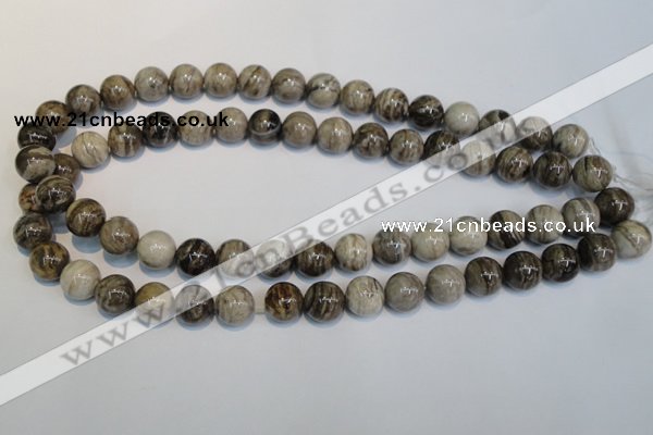 CSL12 15.5 inches 12mm round silver leaf jasper beads wholesale