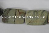 CSL121 15.5 inches 18*25mm faceted rectangle silver leaf jasper beads