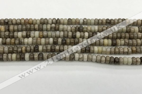 CSL125 15.5 inches 2.5*4.8mm rondelle sliver leaf jasper beads