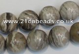 CSL14 15.5 inches 14mm round silver leaf jasper beads wholesale