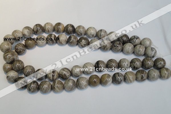 CSL14 15.5 inches 14mm round silver leaf jasper beads wholesale