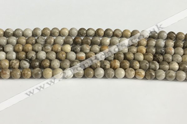 CSL150 15.5 inches 4mm round 

sliver leaf jasper beads wholesale