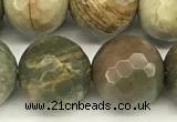 CSL174 15 inches 12mm faceted round silver leaf jasper gemstone beads