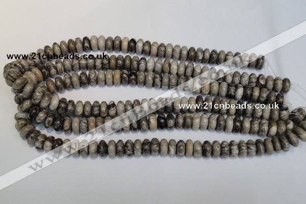 CSL19 15.5 inches 6*12mm rondelle silver leaf jasper beads wholesale