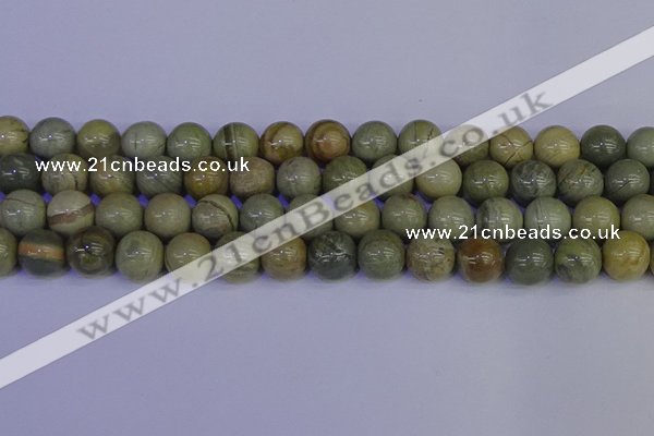 CSL205 15.5 inches 14mm round silver leaf jasper beads wholesale