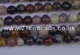 CSL210 15.5 inches 4mm round black silver leaf jasper beads