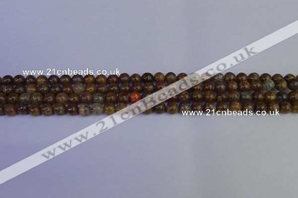 CSL220 15.5 inches 4mm round gold leaf jasper beads wholesale