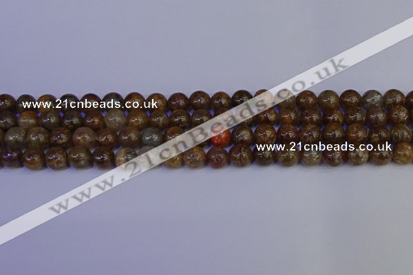 CSL222 15.5 inches 8mm round gold leaf jasper beads wholesale