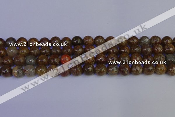 CSL224 15.5 inches 12mm round gold leaf jasper beads wholesale