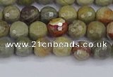 CSL231 15.5 inches 6mm faceted round silver leaf jasper beads