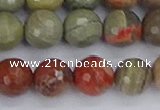 CSL233 15.5 inches 10mm faceted round silver leaf jasper beads