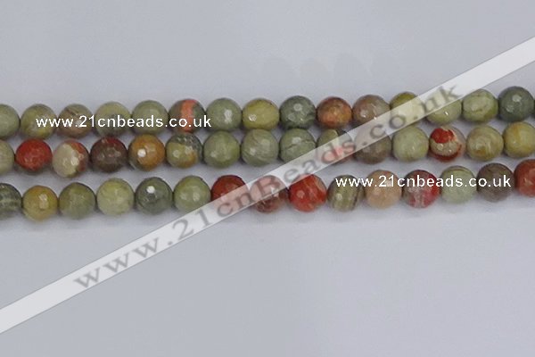 CSL234 15.5 inches 12mm faceted round silver leaf jasper beads