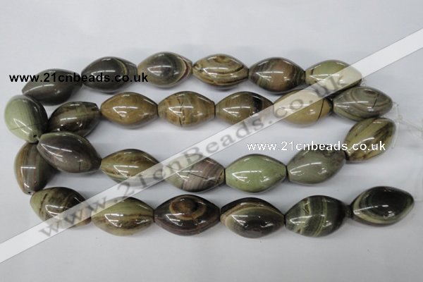 CSL25 15.5 inches 20*30mm rice silver leaf jasper beads wholesale