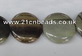 CSL32 15.5 inches 20mm flat round silver leaf jasper beads wholesale