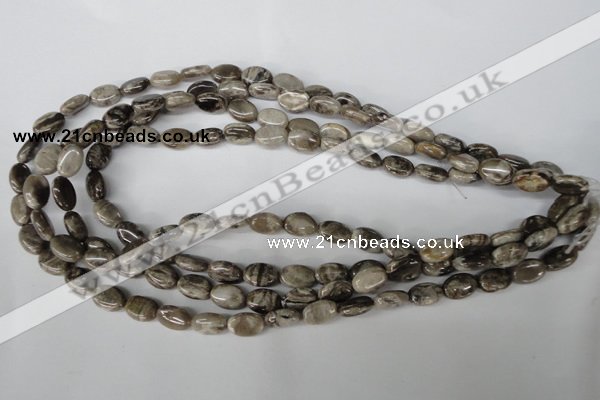 CSL40 15.5 inches 8*12mm oval silver leaf jasper beads wholesale