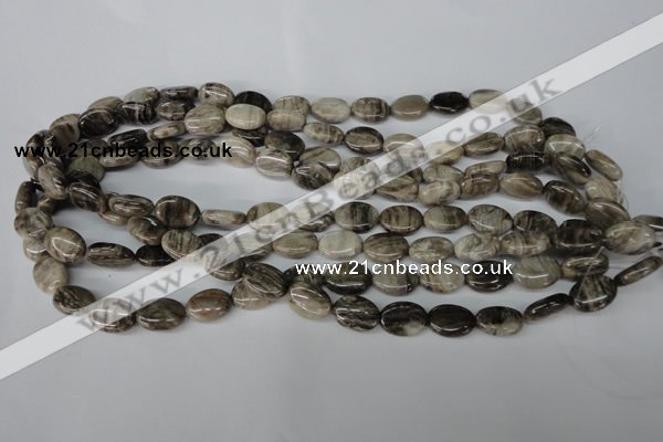 CSL41 15.5 inches 10*14mm oval silver leaf jasper beads wholesale