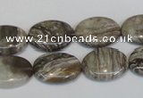 CSL43 15.5 inches 13*18mm oval silver leaf jasper beads wholesale