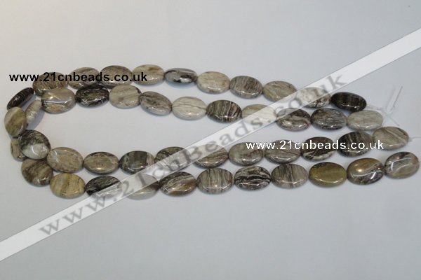 CSL43 15.5 inches 13*18mm oval silver leaf jasper beads wholesale