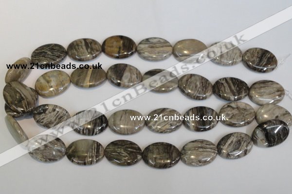 CSL45 15.5 inches 18*25mm oval silver leaf jasper beads wholesale