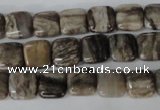 CSL50 15.5 inches 10*10mm square silver leaf jasper beads wholesale