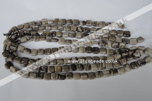 CSL50 15.5 inches 10*10mm square silver leaf jasper beads wholesale
