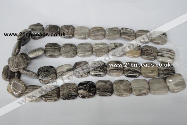 CSL55 15.5 inches 20*20mm square silver leaf jasper beads wholesale