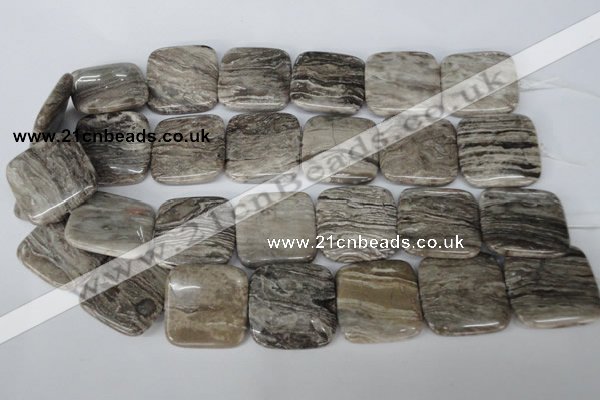 CSL57 15.5 inches 30*30mm square silver leaf jasper beads wholesale