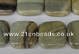 CSL60 15.5 inches 20*20mm square silver leaf jasper beads wholesale