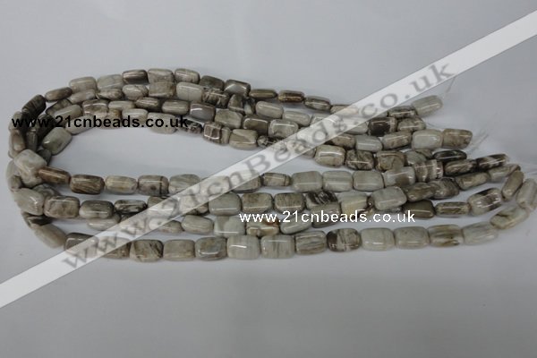 CSL65 15.5 inches 8*12mm rectangle silver leaf jasper beads wholesale