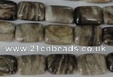 CSL66 15.5 inches 10*14mm rectangle silver leaf jasper beads wholesale