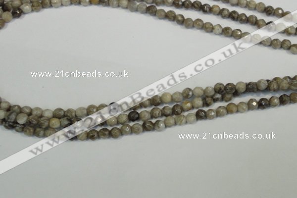 CSL90 15.5 inches 4mm faceted round silver leaf jasper beads wholesale