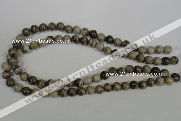 CSL92 15.5 inches 10mm round silver leaf jasper beads wholesale