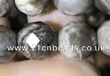 CSL94 15.5 inches 10mm faceted round sliver leaf jasper beads